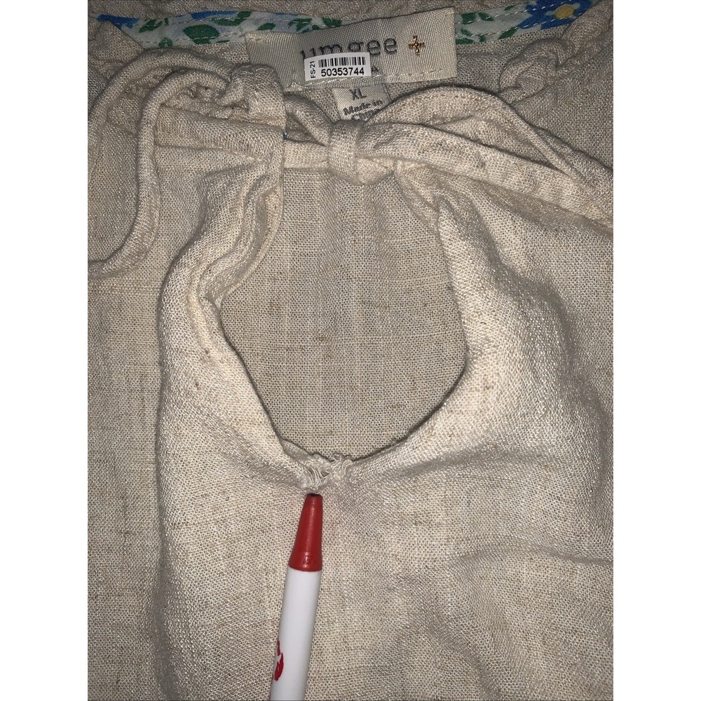 Umgee Dress XL Linen Blend Tiered Mini Boho Beige Ruffle Short Sleeve Summer - Picture 13 of 16